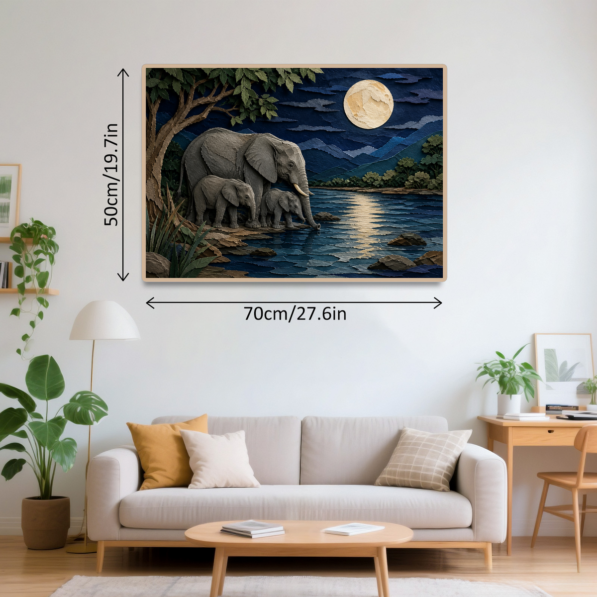 Moonlit Elephant Family Landscape Puzzle - puzzle product view