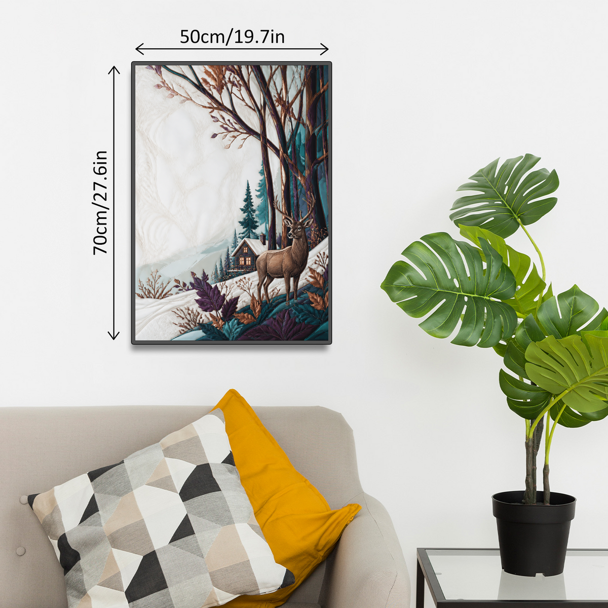 Luminous Stained Glass Forest Textile Quilt Portrait Puzzle - puzzle product view