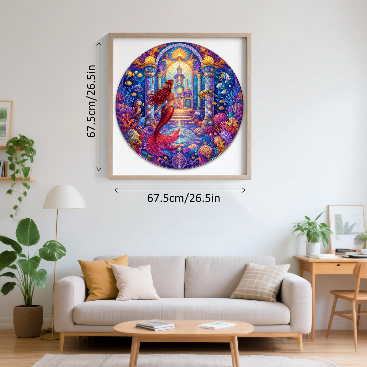 Crimson Mermaid Coral Palace Round Puzzle - puzzle product view