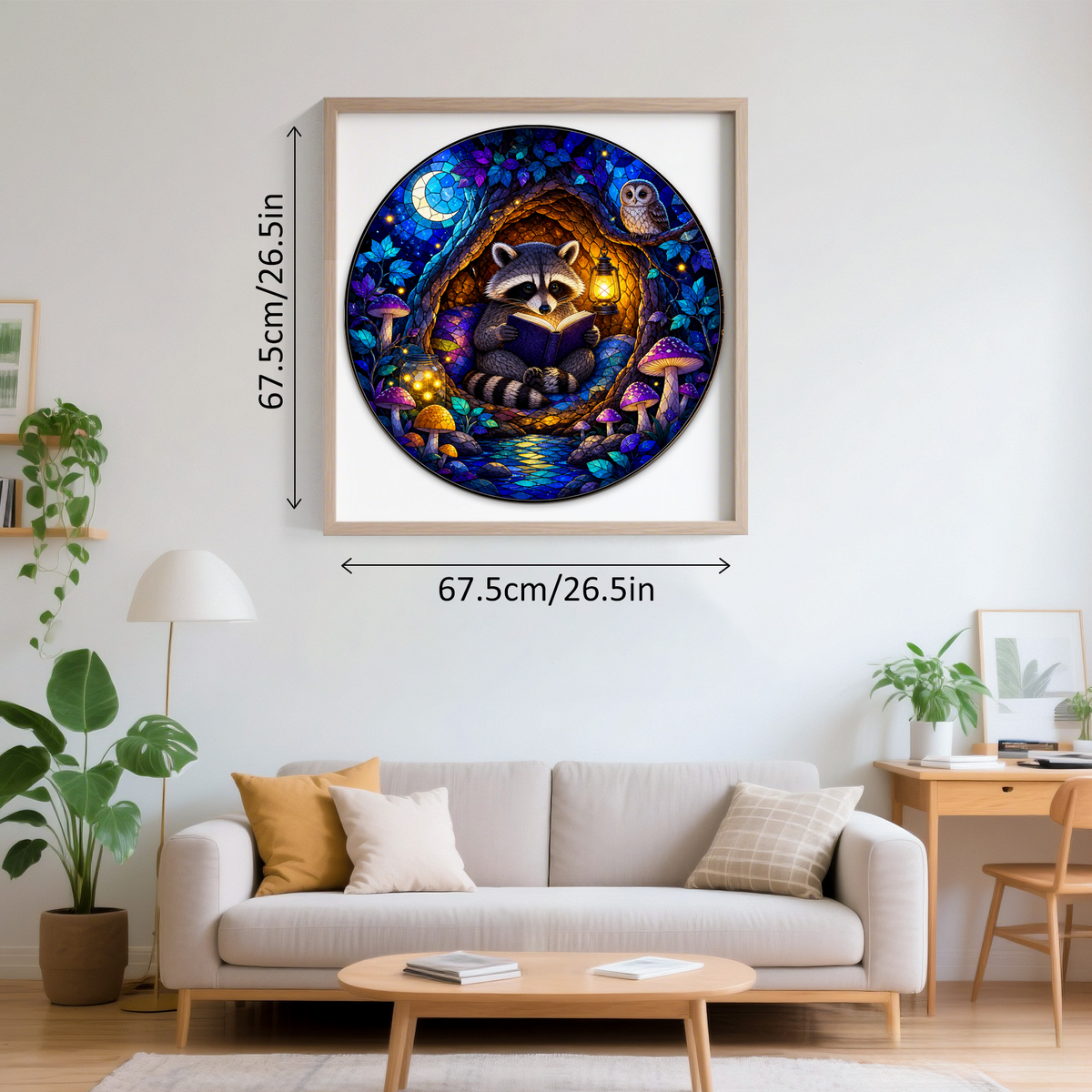 Moonlit Raccoon Reading Hollow Round Puzzle - puzzle product view