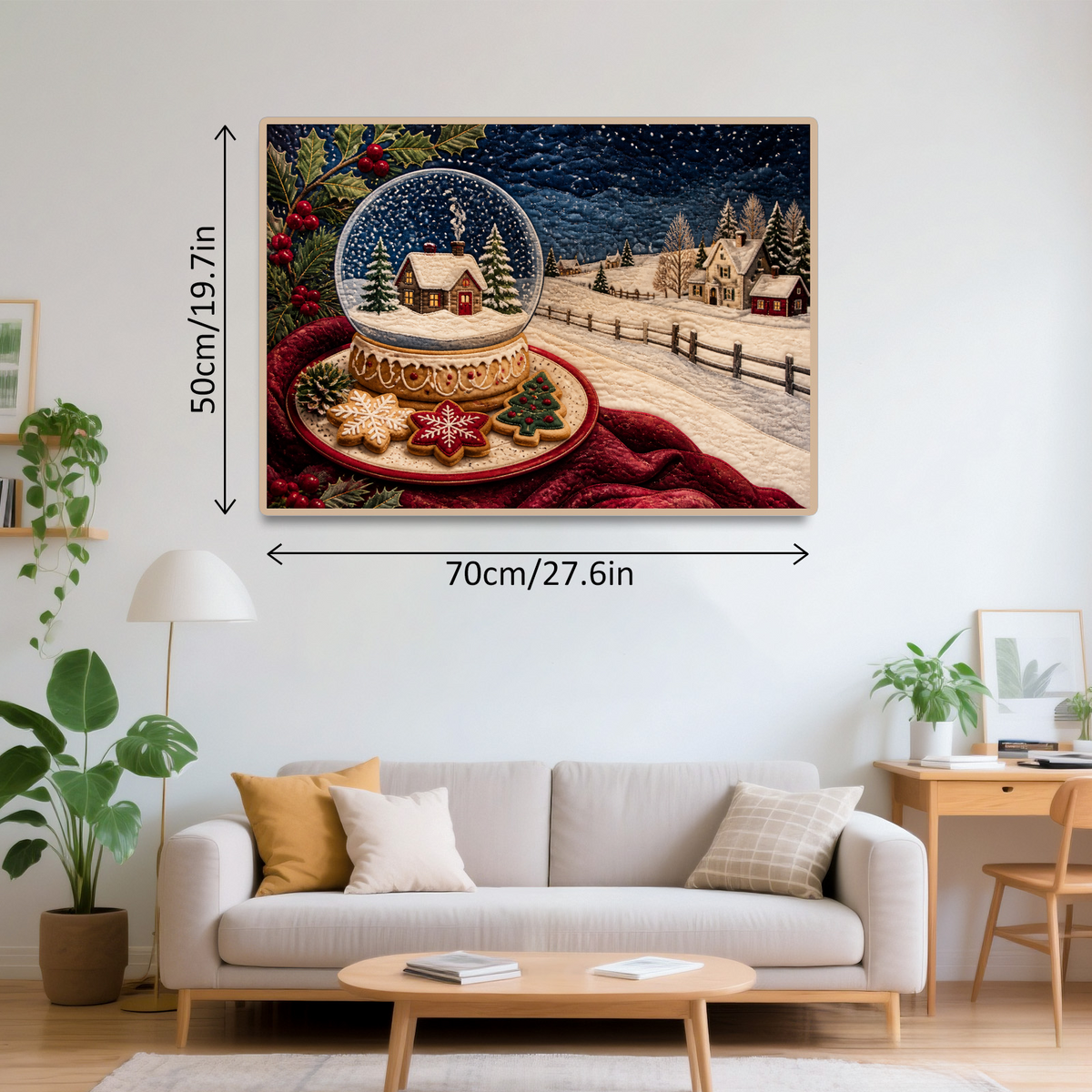Luminous Snow Globe Cookie Table Textile Quilt Landscape Puzzle - puzzle product view