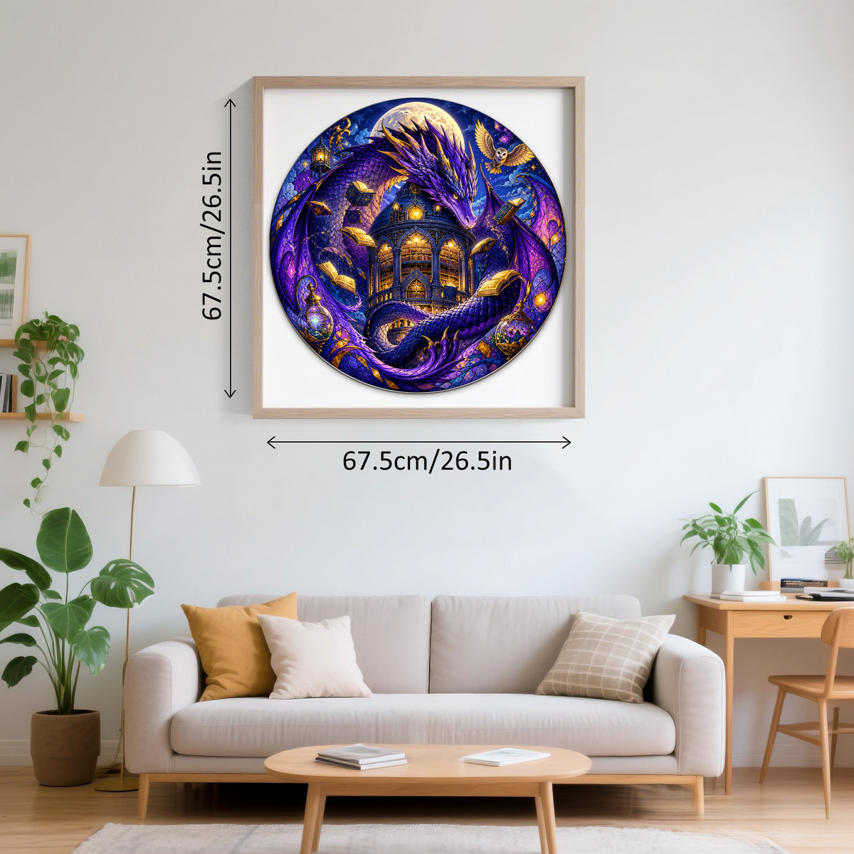 Twilight Dragon Library Moon Round Puzzle - puzzle product view
