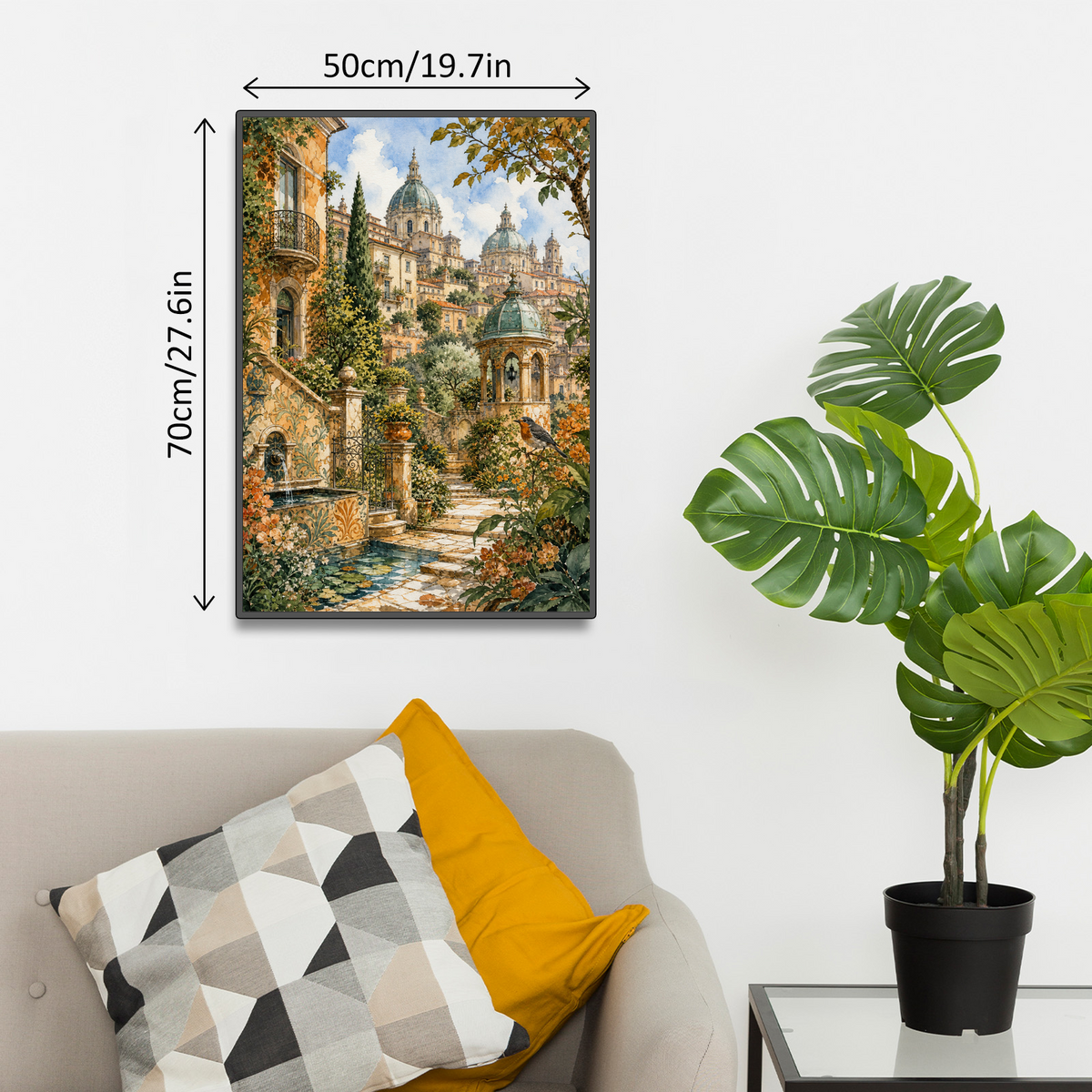Amber Watercolor City Garden Portrait Puzzle - puzzle product view