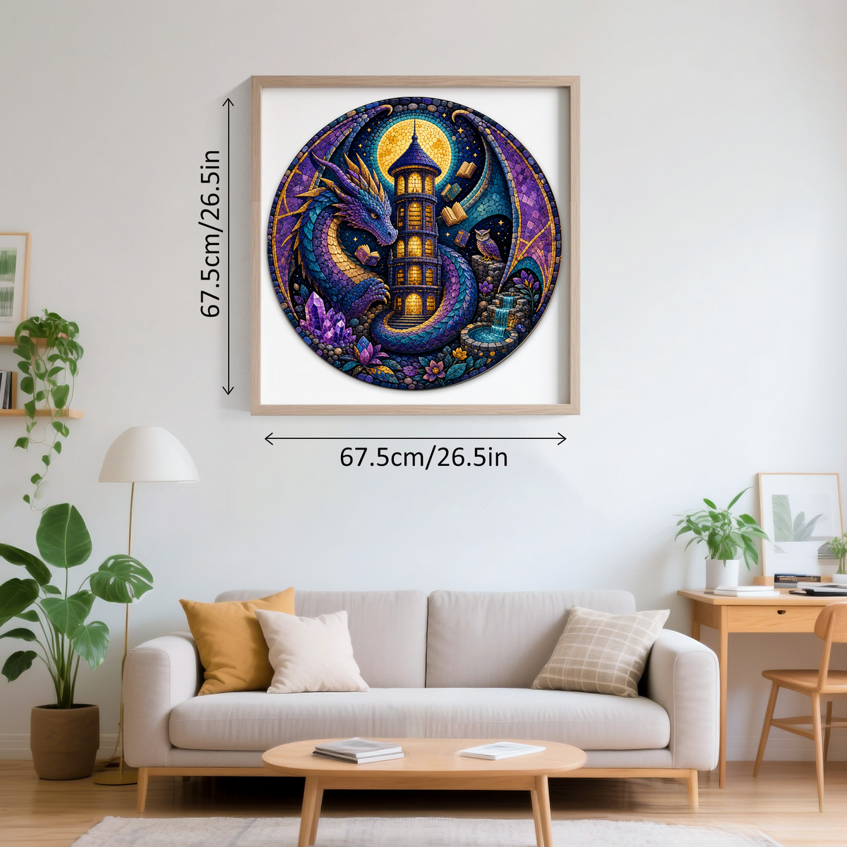 Moonlit Dragon Library Moon Round Puzzle - puzzle product view