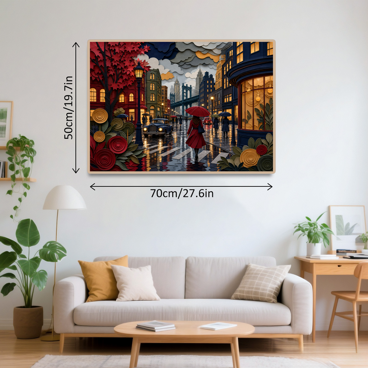 Silver Rainy Metropolis Crossing Landscape Puzzle - puzzle product view