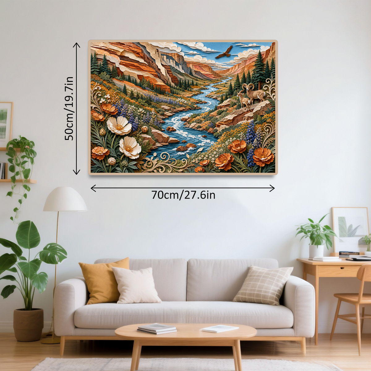 Sunlit Wildflower Canyon River Landscape Puzzle - puzzle product view