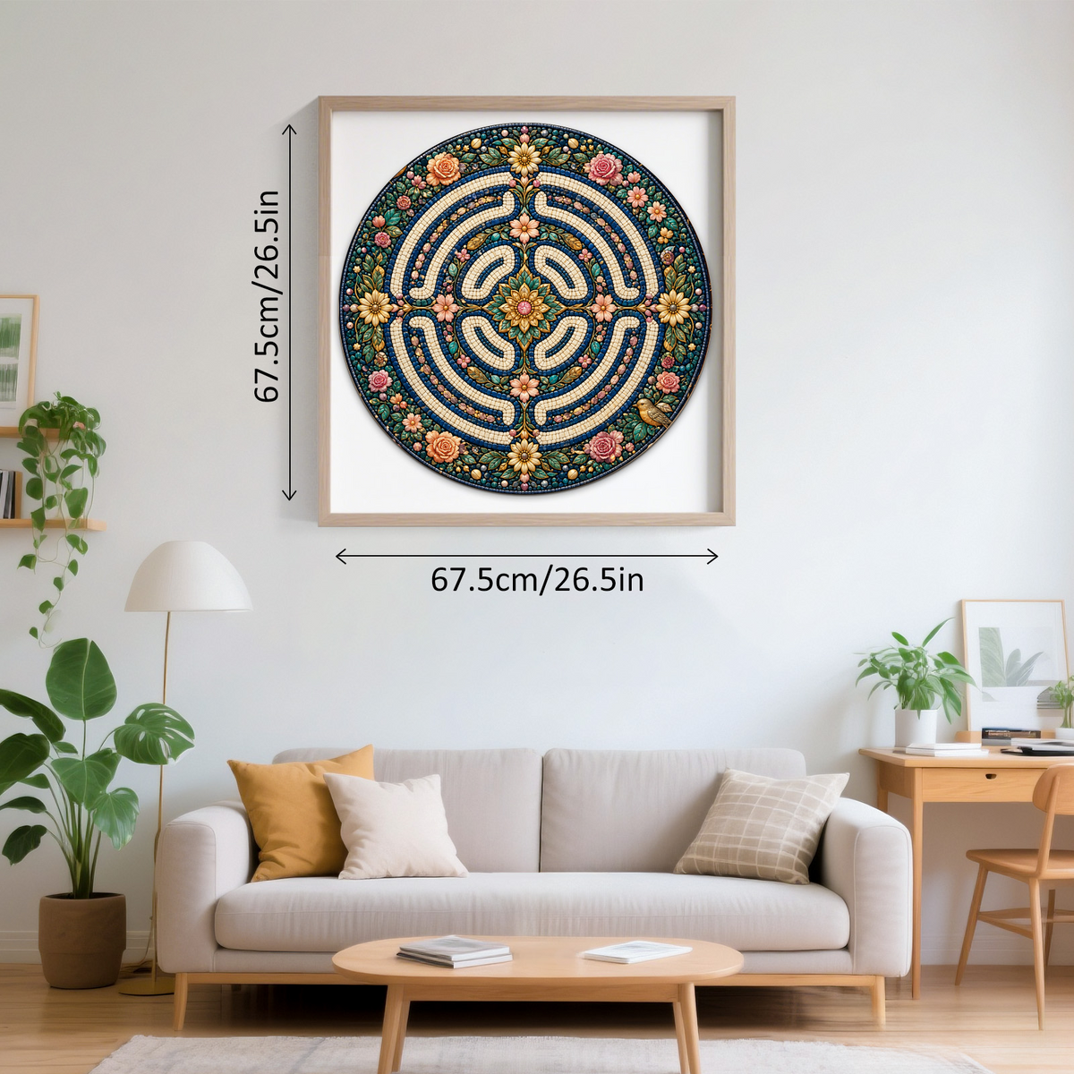Golden Floral Labyrinth 074 Round Puzzle - puzzle product view