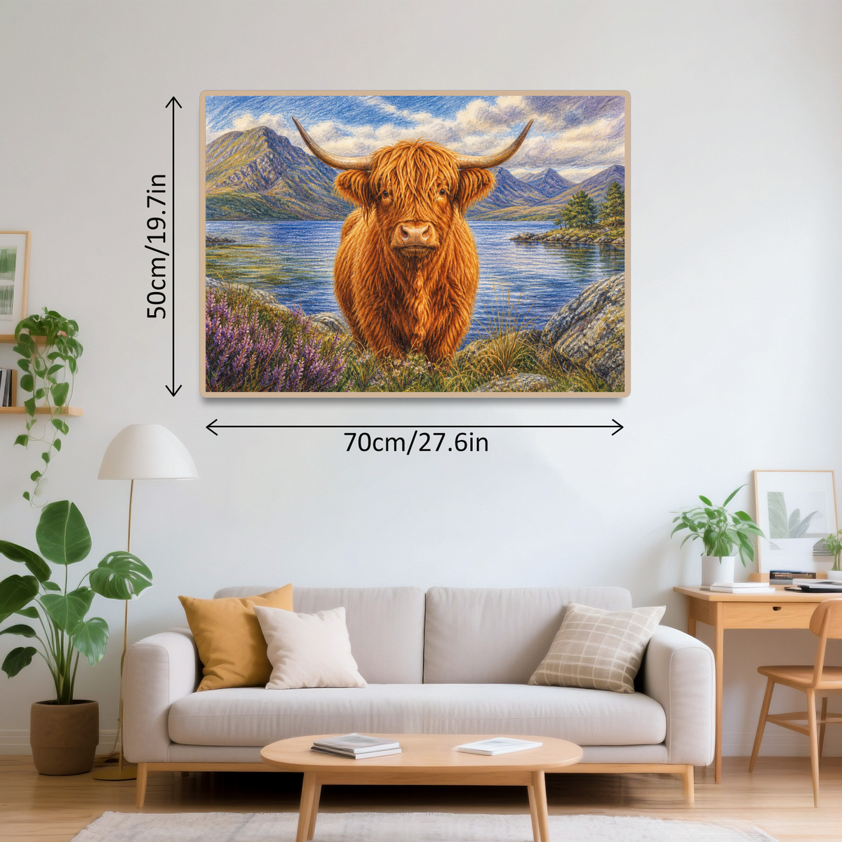 Vibrant Highland Cattle Landscape Puzzle - puzzle product view