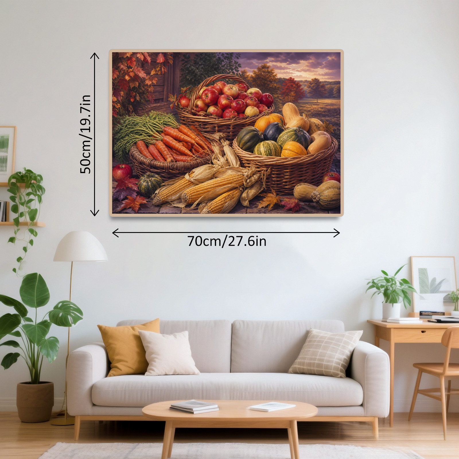 Golden Hour Farmers Market Baskets Botanical Lithograph Landscape - puzzle product view