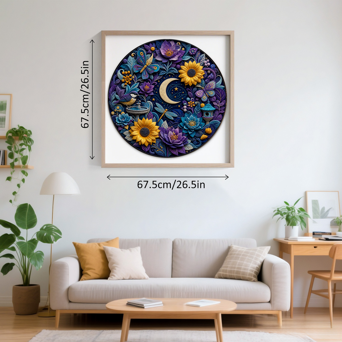 Moonlit Paper Garden Symphony Round Puzzle - puzzle product view