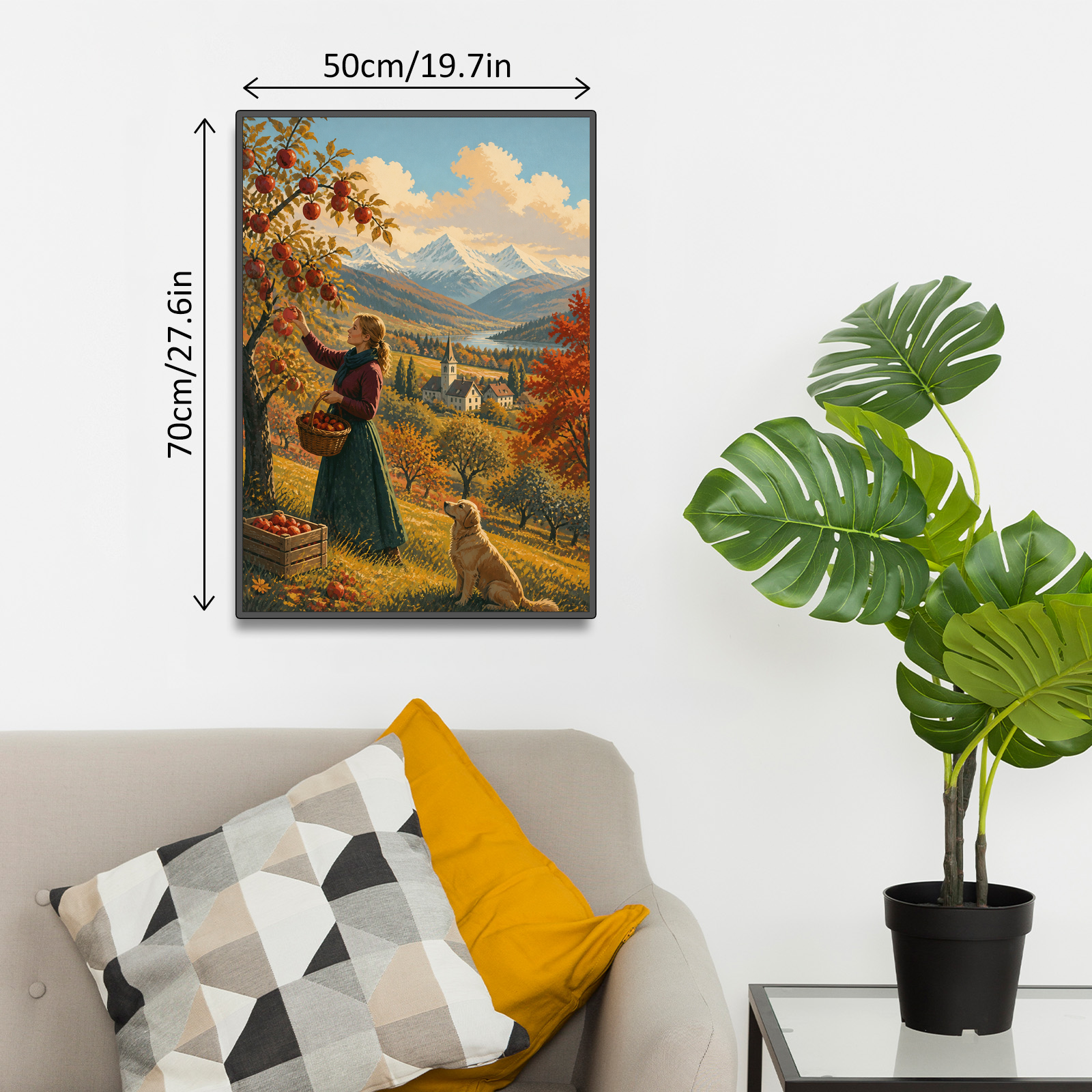 Moonlit Autumn Apple Orchard Travel Poster Portrait Puzzle - puzzle product view