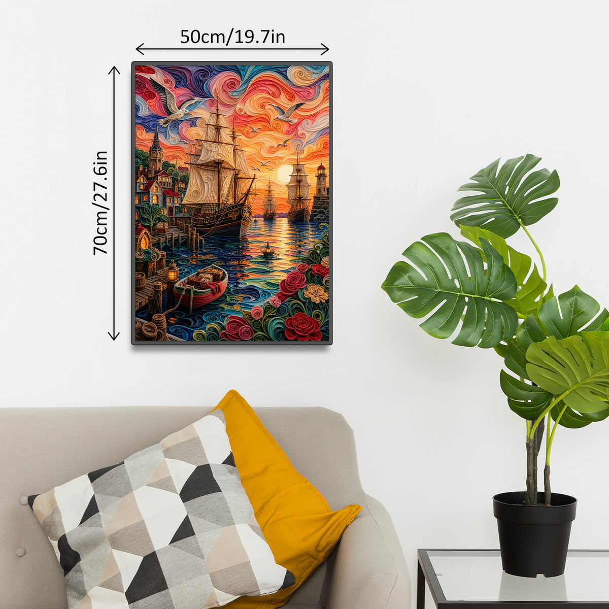 Twilight Harbor of Tall Ships Portrait Puzzle - puzzle product view