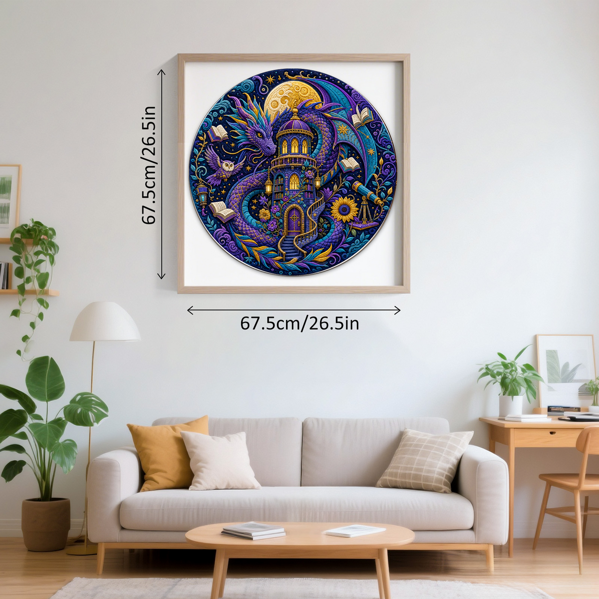 Radiant Dragon Library Moon Round Puzzle - puzzle product view