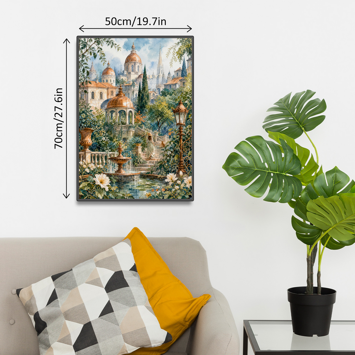 Misty Watercolor City Garden Portrait Puzzle - puzzle product view