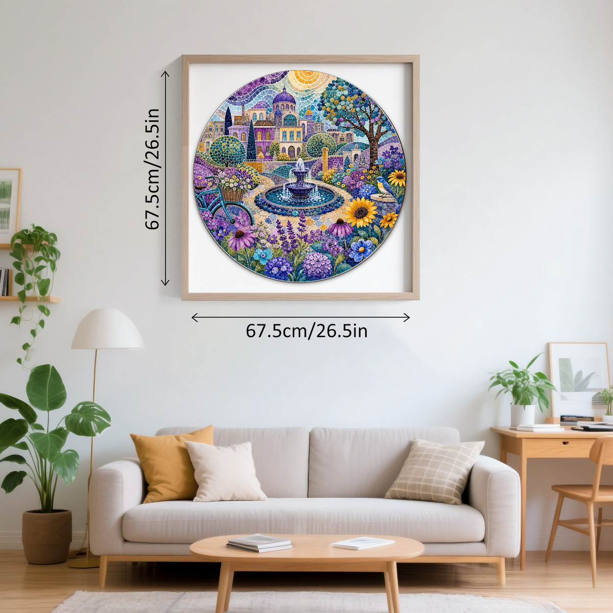 Wildflower Watercolor City Garden Round Puzzle - puzzle product view