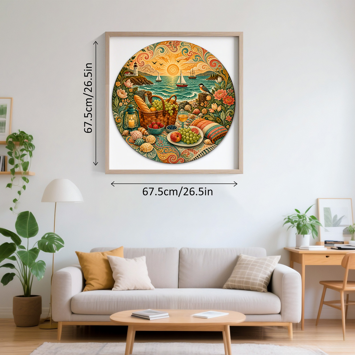 Aurora Coastal Picnic Feast Round Puzzle - puzzle product view