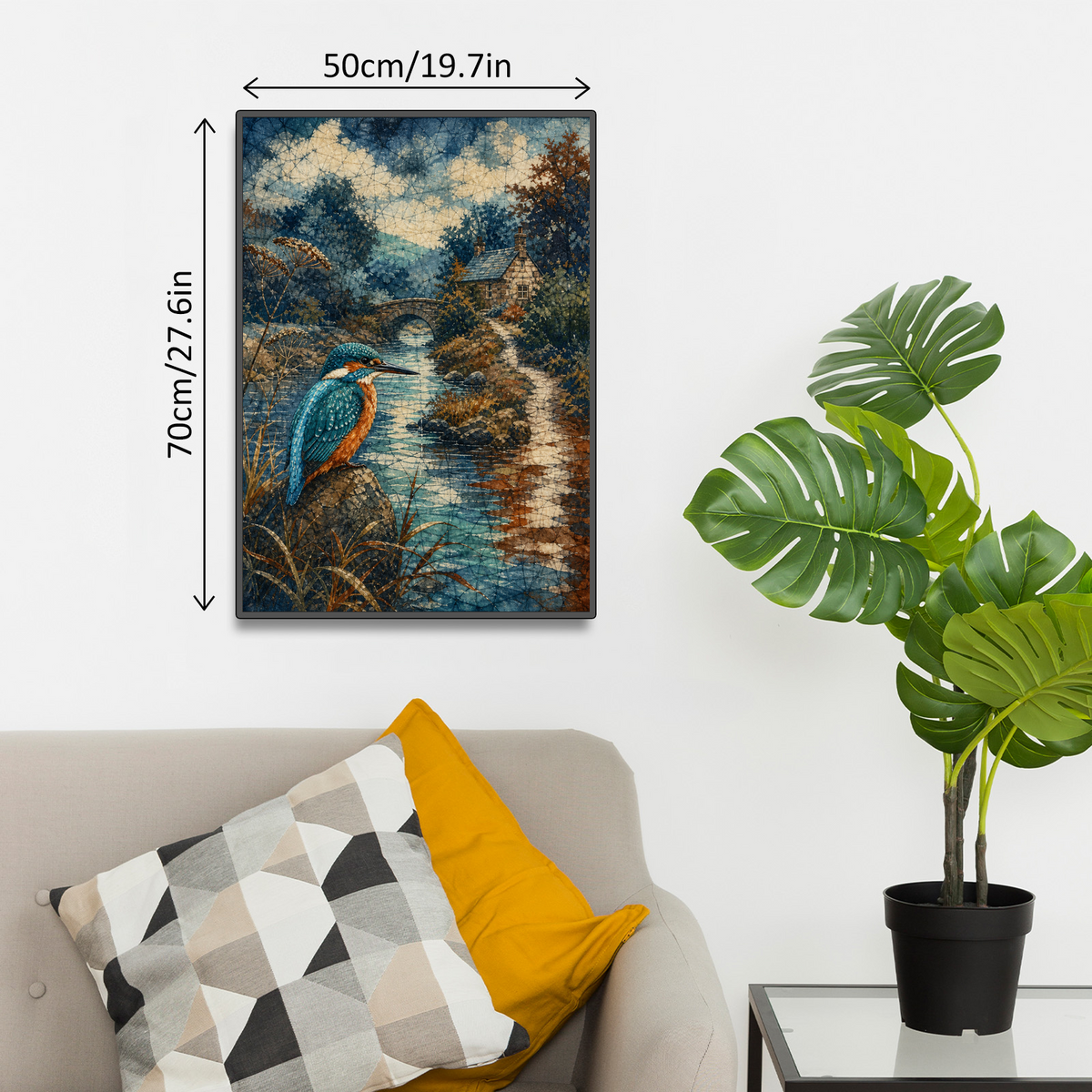 Rain-Washed Kingfisher By A River Portrait Puzzle - puzzle product view