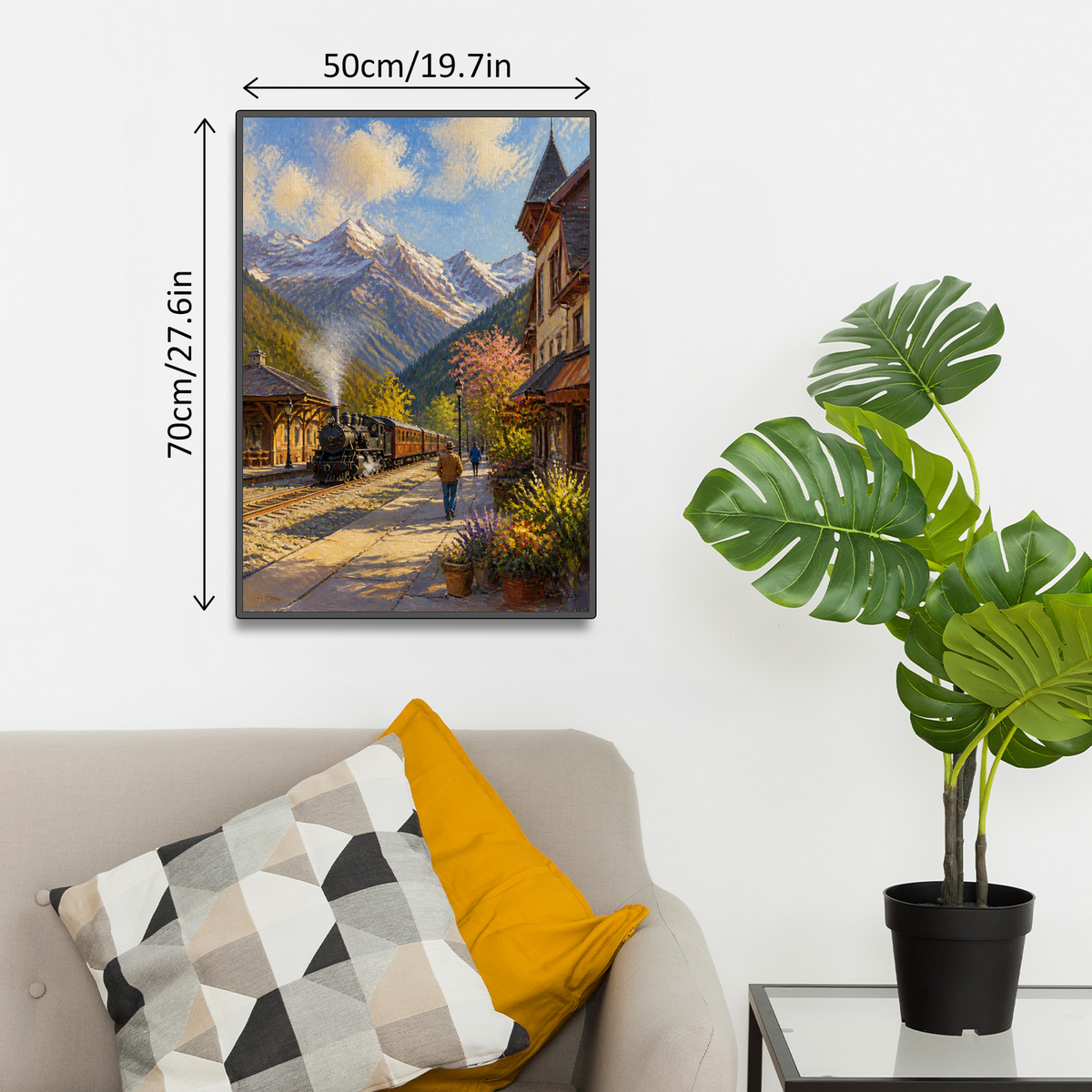 Sunlit Mountain Railway Station Portrait Puzzle - puzzle product view