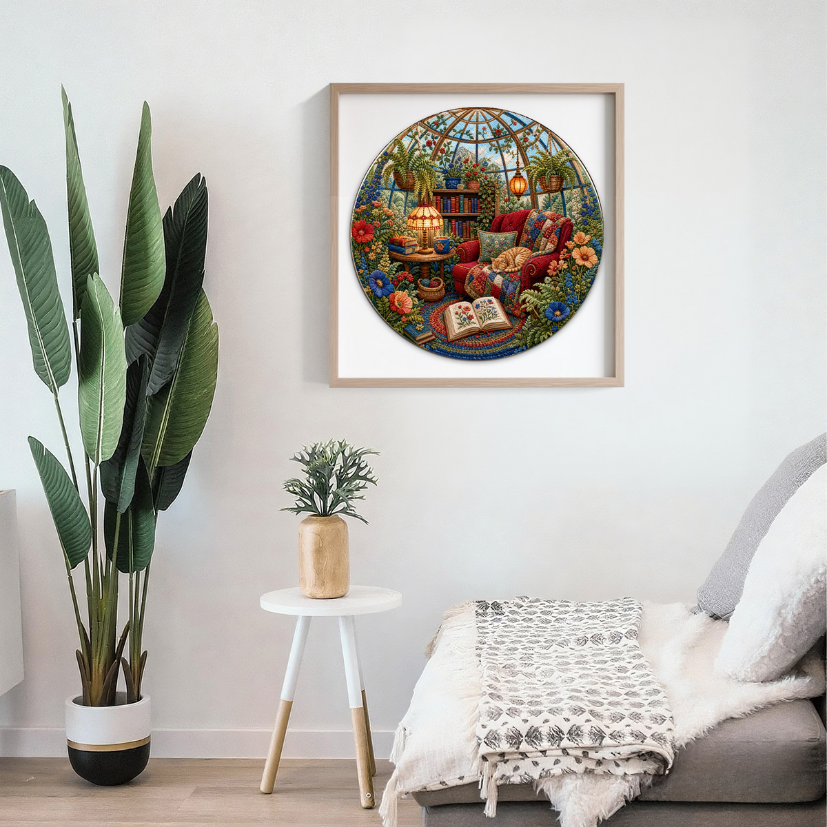 Wildflower Reading Nook Conservatory Round Puzzle - puzzle product view