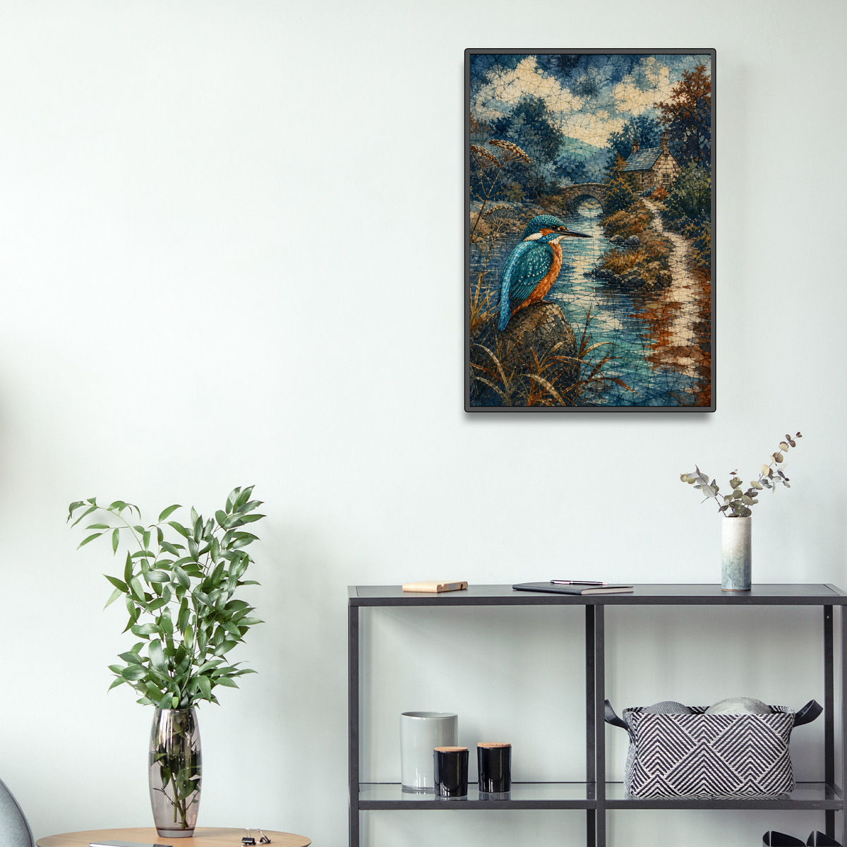 Rain-Washed Kingfisher By A River Portrait Puzzle - puzzle product view