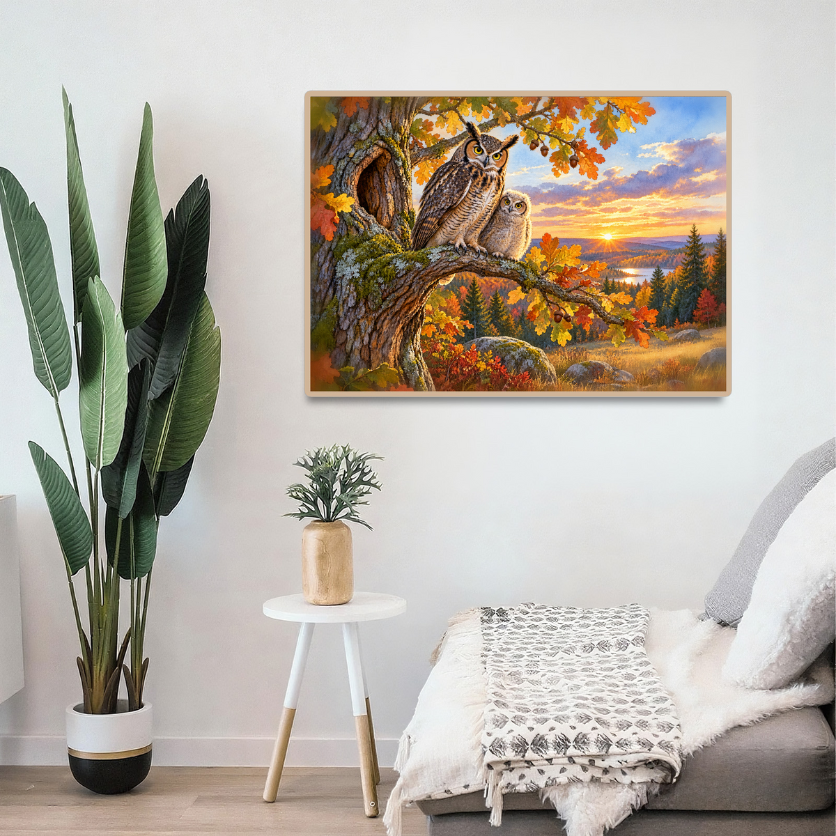 Golden-Hour Owls Landscape Puzzle - puzzle product view