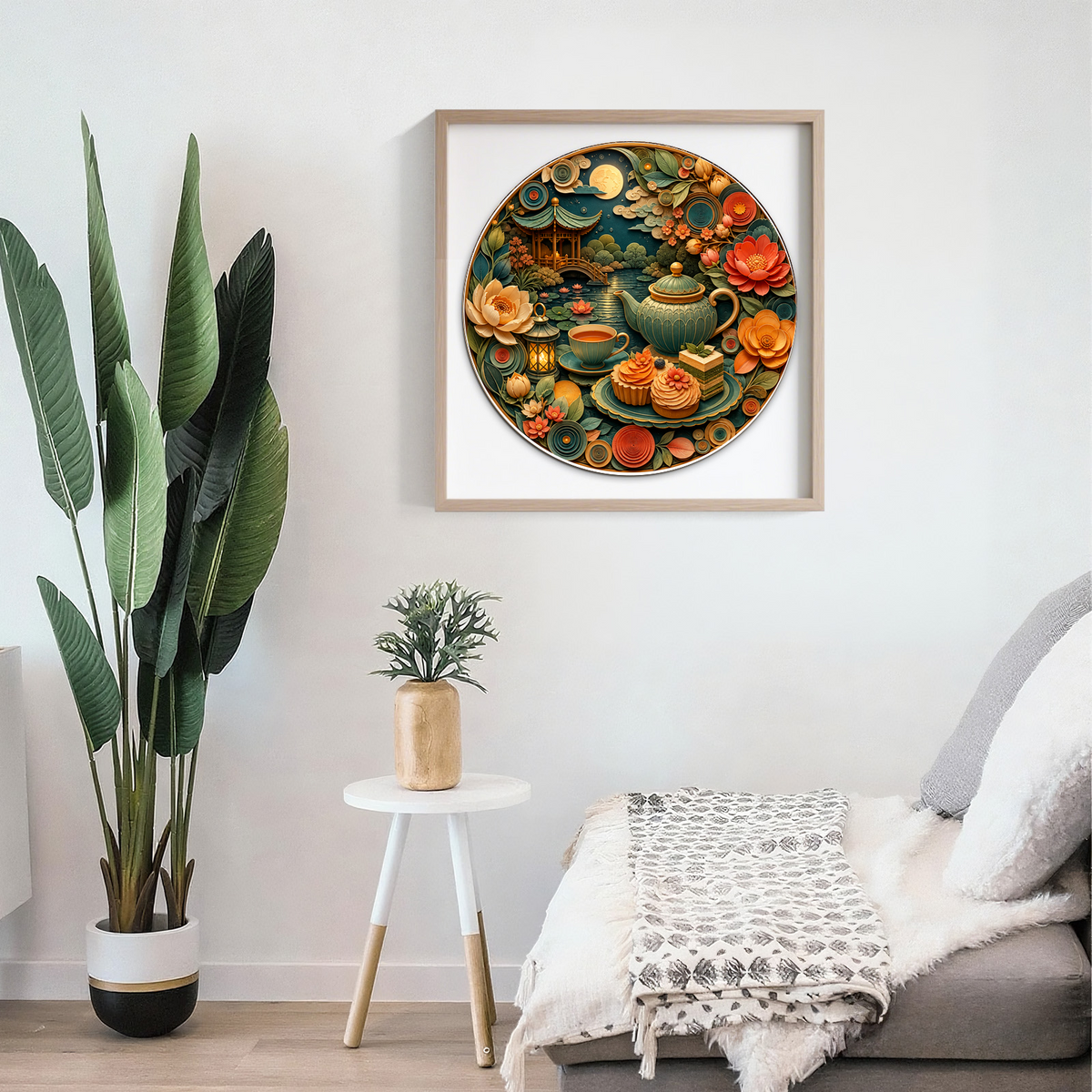 Sapphire Moonlight Tea Garden Round Puzzle - puzzle product view