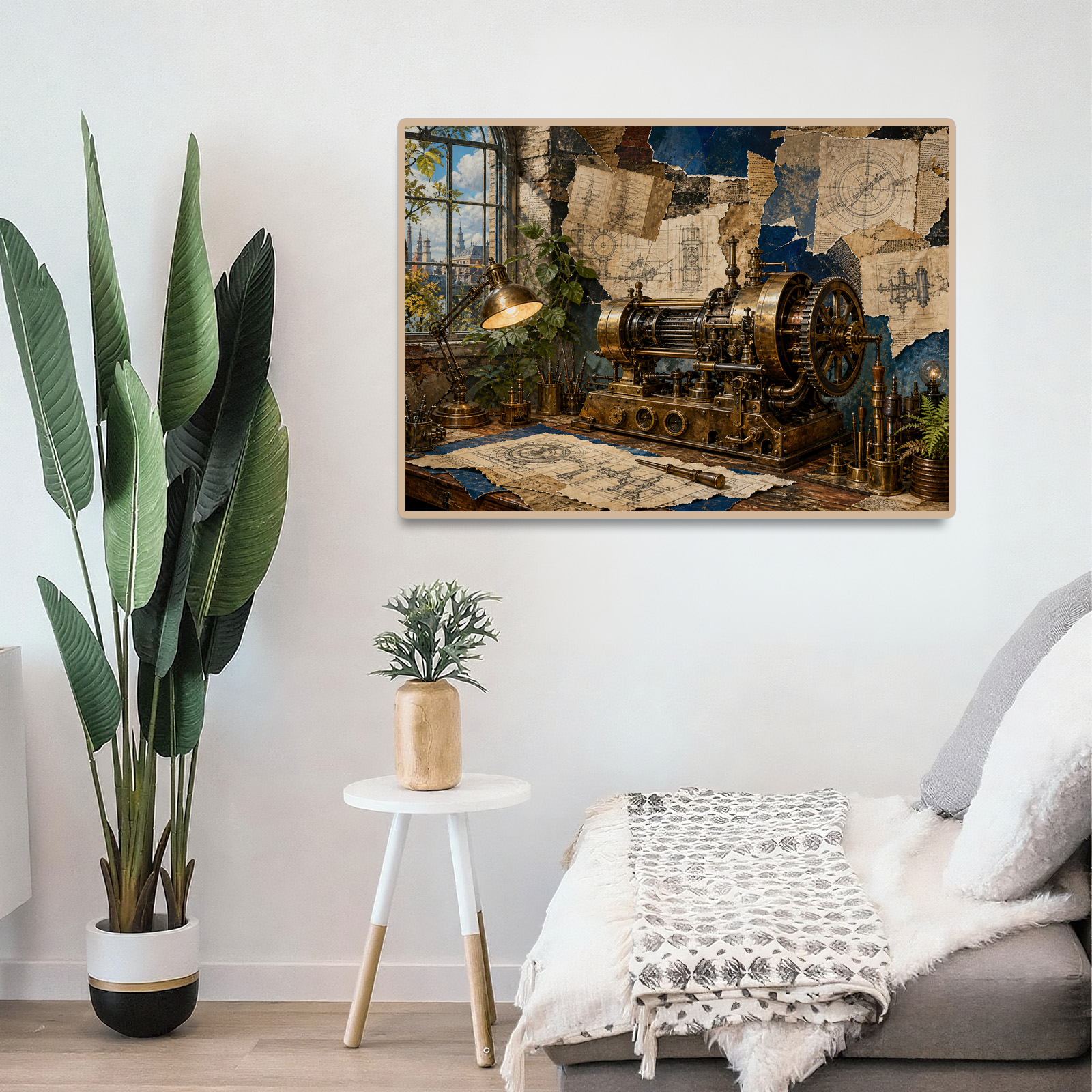 Moonlit Inventor Workshop Surreal Collage Landscape Puzzle - puzzle product view