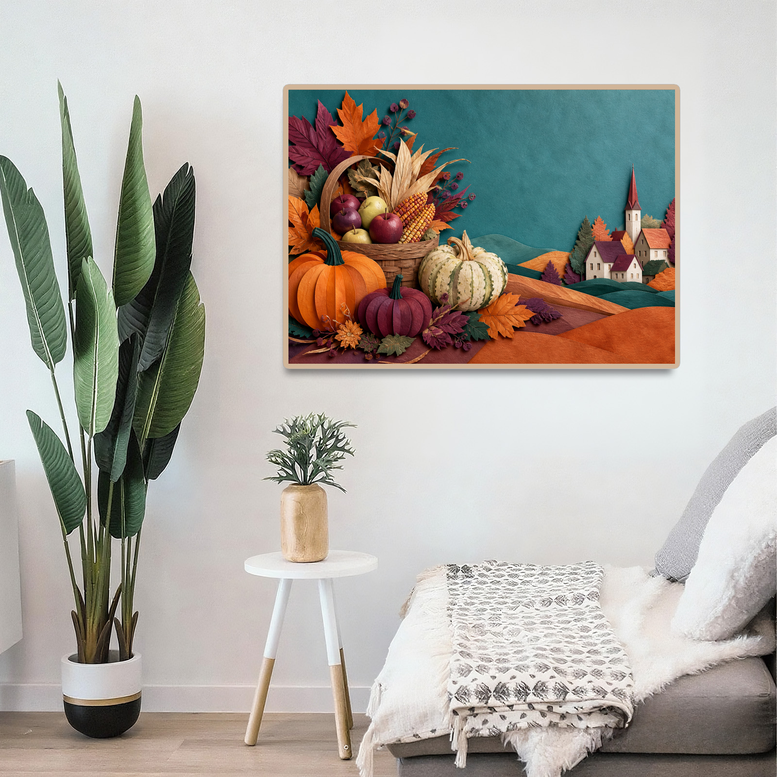 Moonlit Harvest Festival Paper Cut Collage Landscape Puzzle - puzzle product view