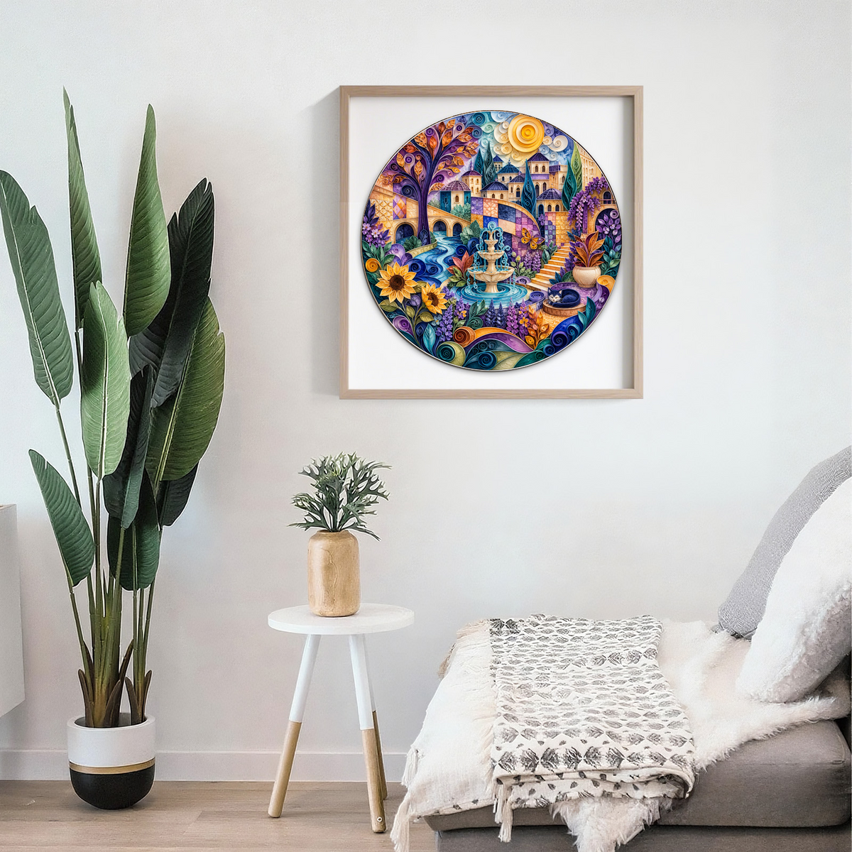 Copperleaf Watercolor City Garden Round Puzzle - puzzle product view