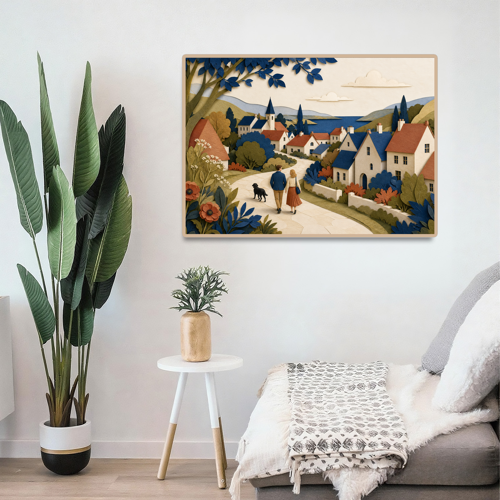 Story Rich Whimsical Neighborhood Paper Cut Collage Landscape Puzzle - puzzle product view