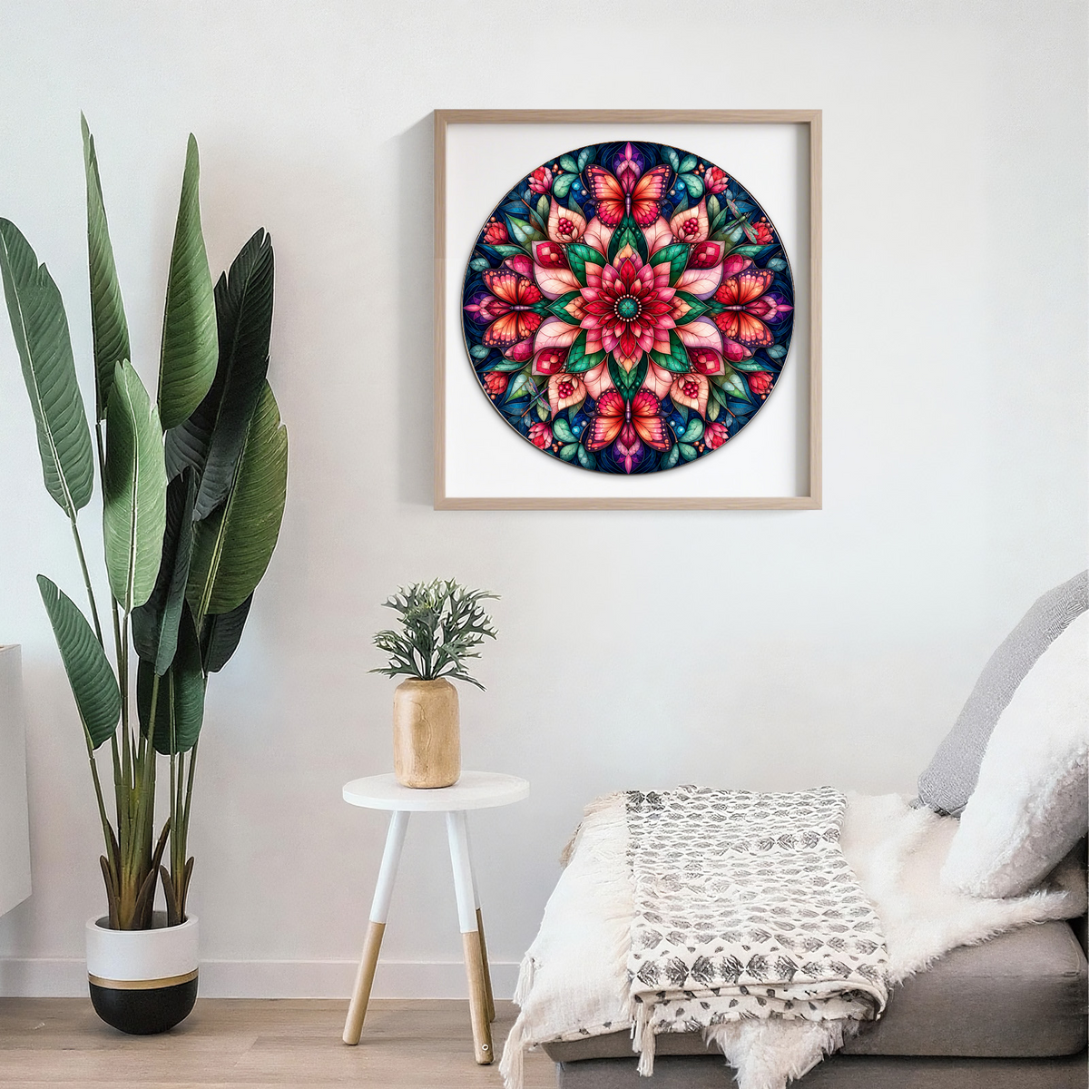 Crimson Botanical Kaleidoscope Round Puzzle - puzzle product view