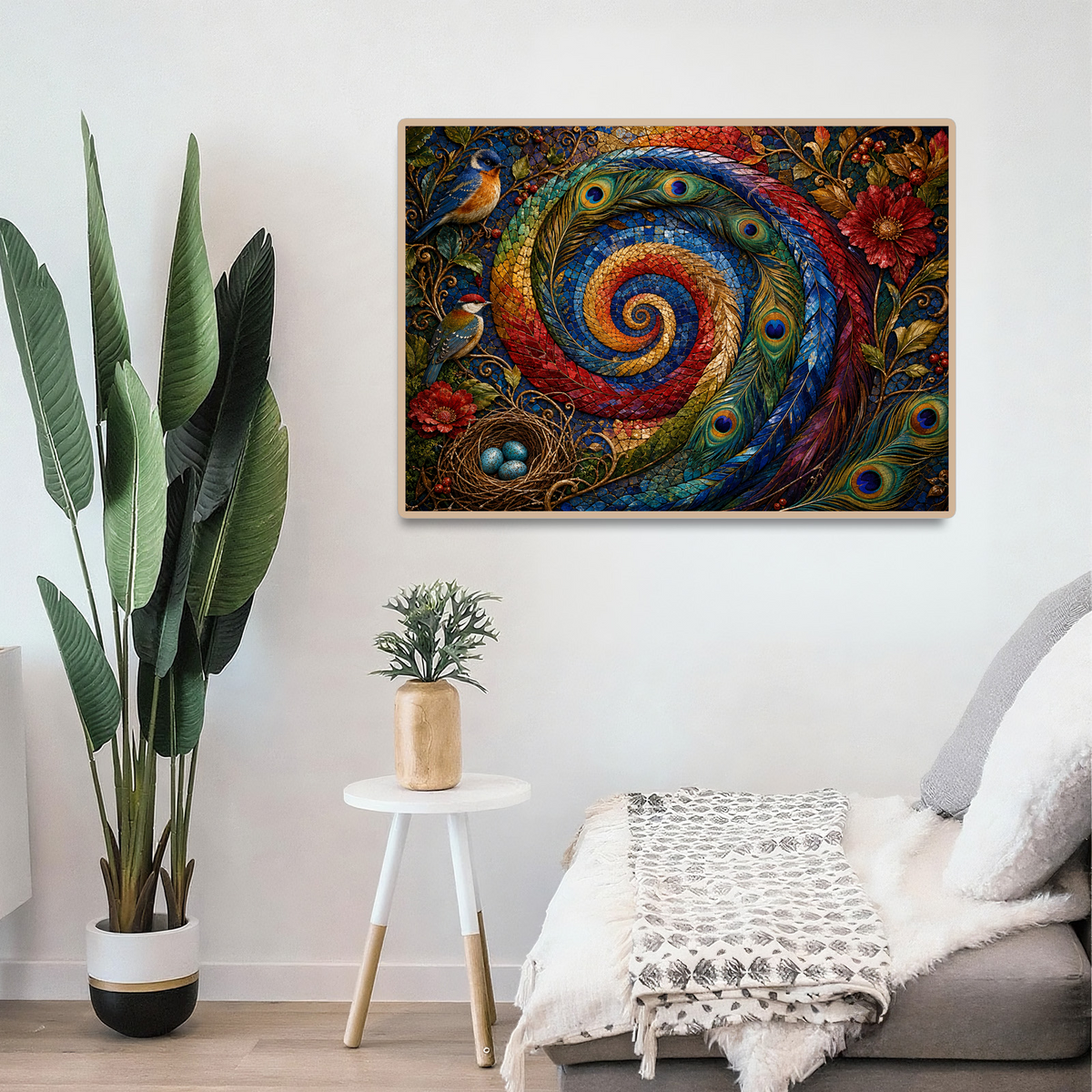 Amber Mosaic Feather Spiral Landscape Puzzle - puzzle product view