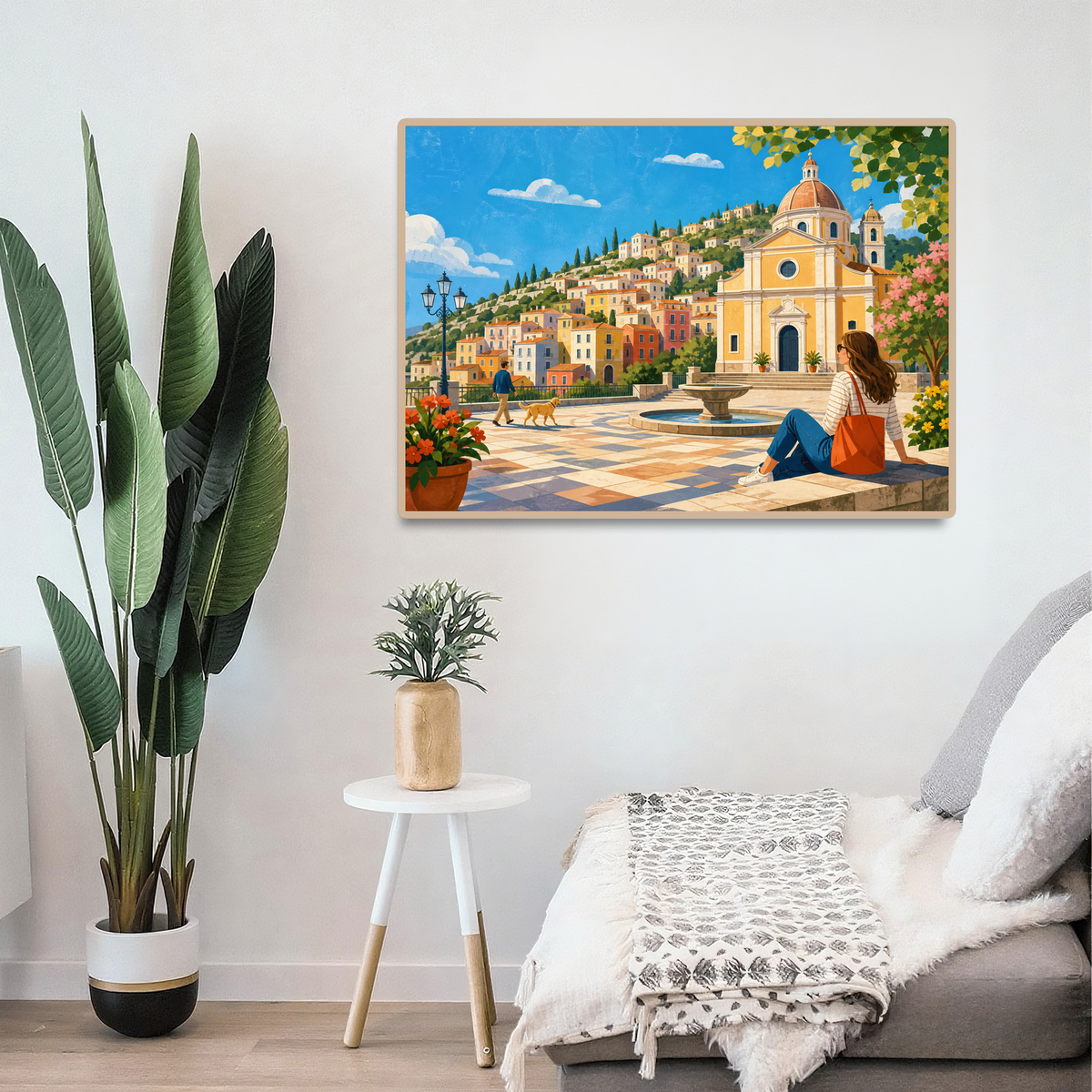 Luminous Hill Town Landscape Puzzle - puzzle product view