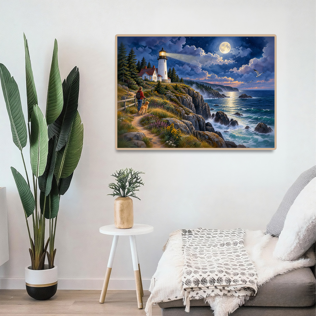 Moonlit Coastal Cliffs Landscape Puzzle - puzzle product view