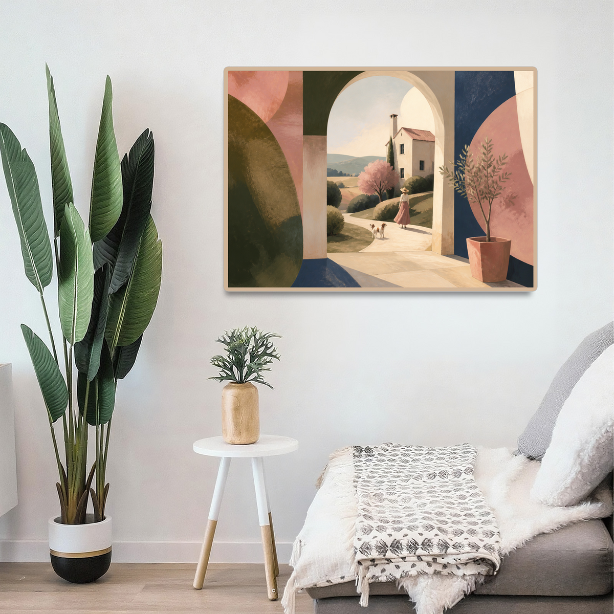 Golden Hour Whimsical Neighborhood Geometric Abstract Landscape Puzzle - puzzle product view