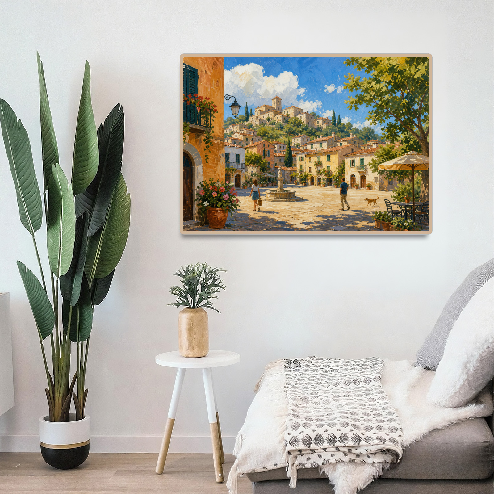 Sunlit Hill Town Landscape Puzzle - puzzle product view
