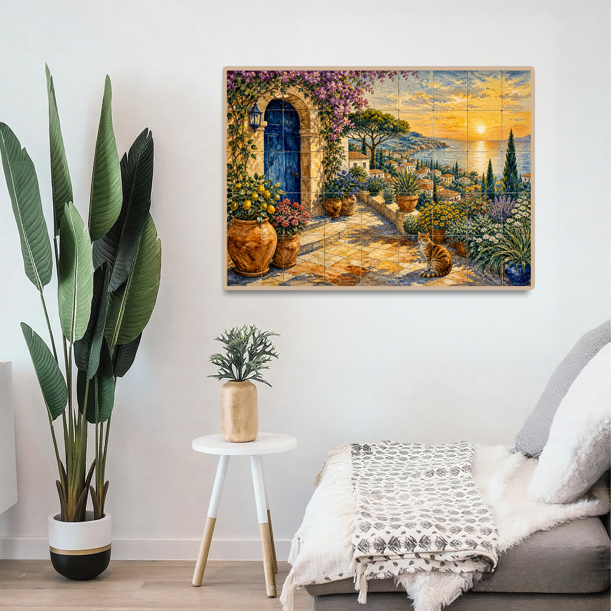 Golden-Hour Garden Courtyard Landscape Puzzle - puzzle product view