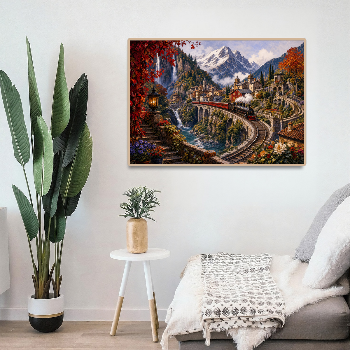 Hidden Mountain Railway Town Landscape Puzzle - puzzle product view