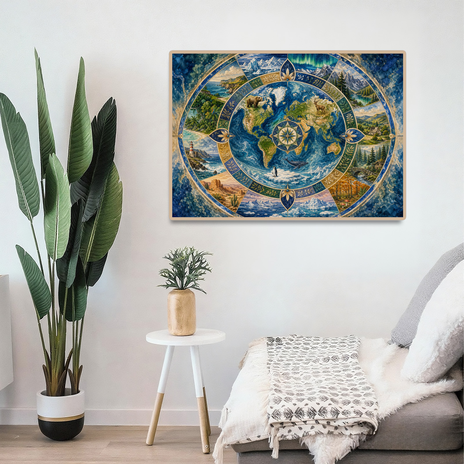 Story Rich World Habitat Map Mandala Ornamental Landscape Puzzle - puzzle product view