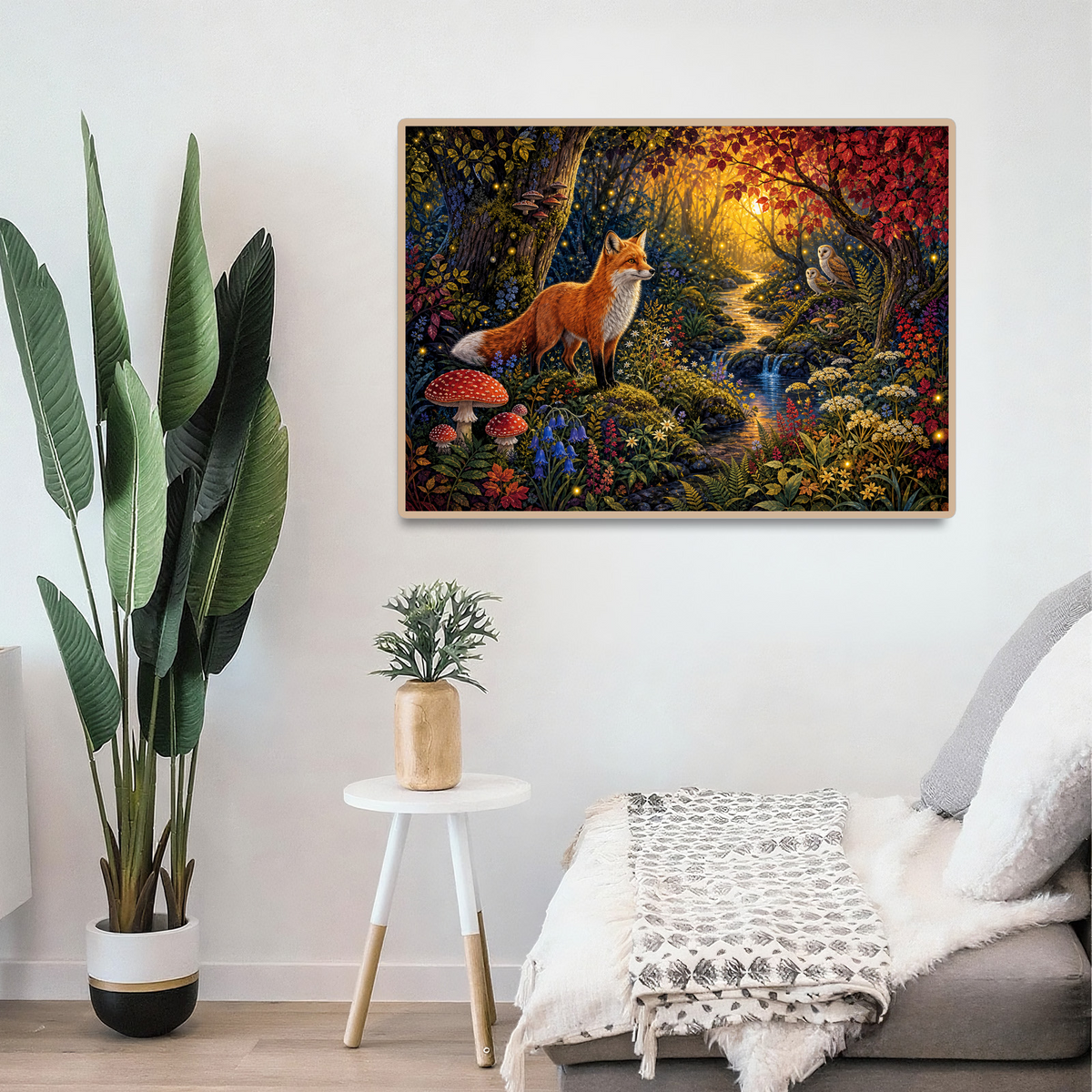 Sunlit Fox and Firefly Grove Landscape Puzzle - puzzle product view