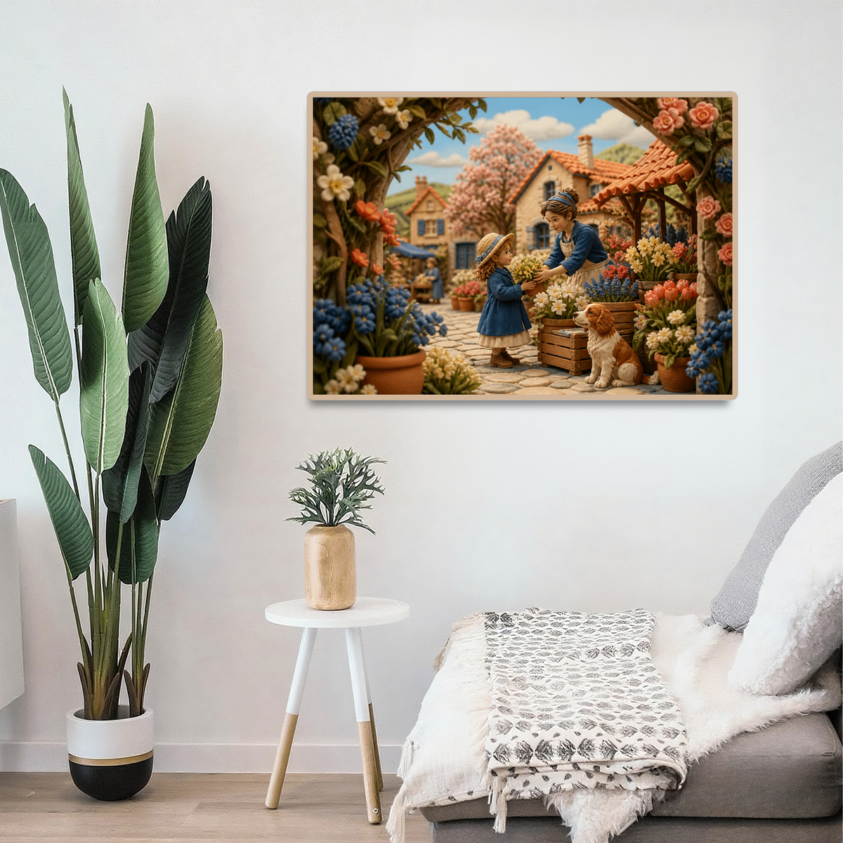Vibrant Spring Flower Market Soft 3d Storybook Landscape Puzzle - puzzle product view