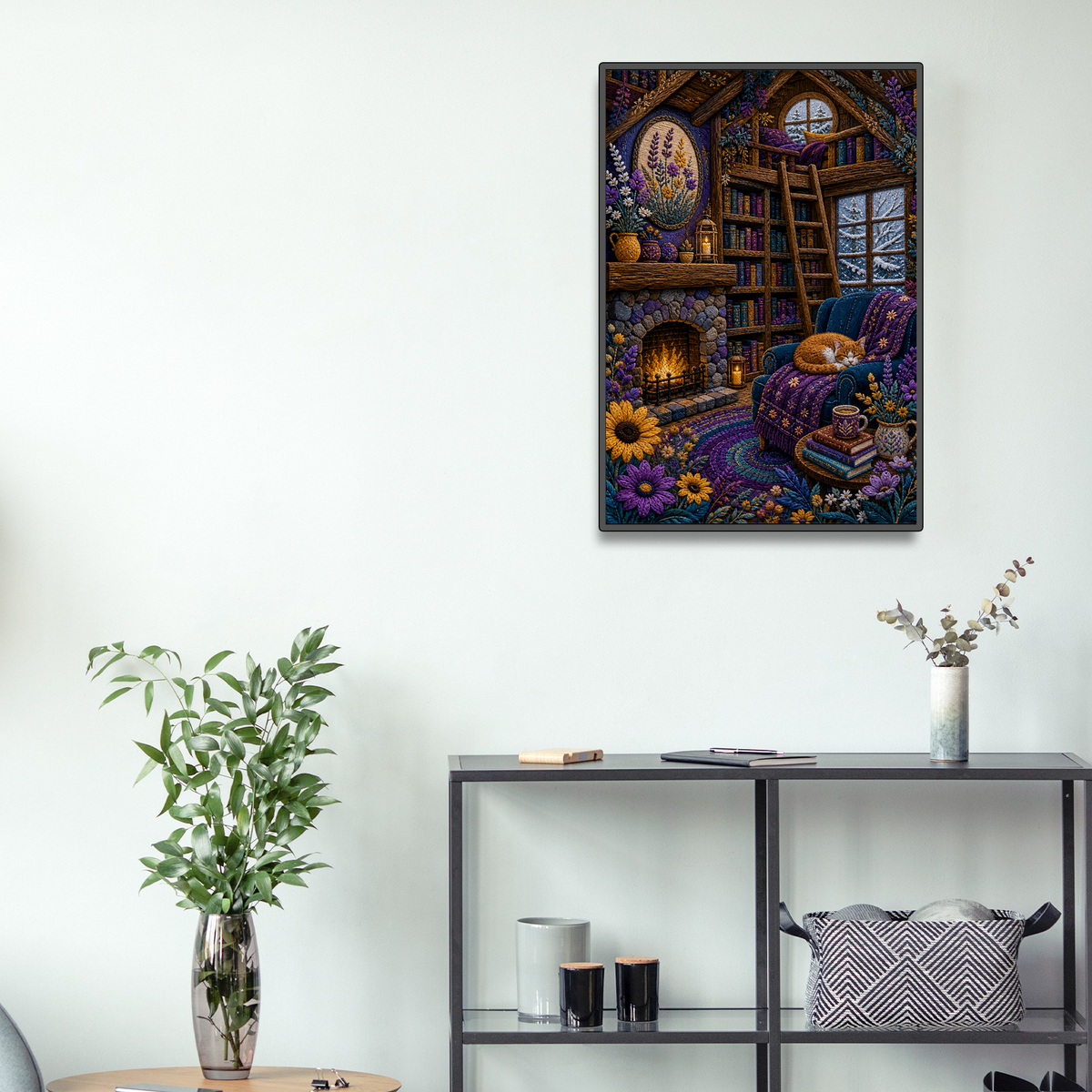 Wildflower Winter Cabin Library Portrait Puzzle - puzzle product view