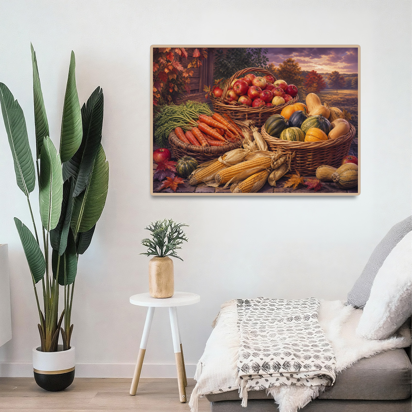 Golden Hour Farmers Market Baskets Botanical Lithograph Landscape - puzzle product view