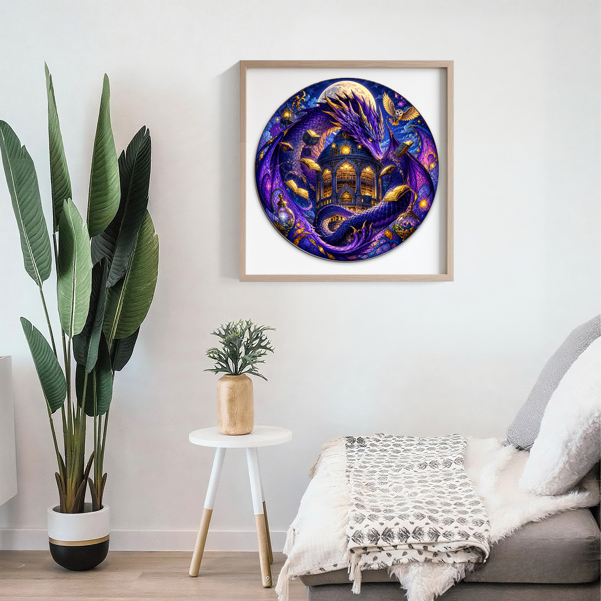 Twilight Dragon Library Moon Round Puzzle - puzzle product view