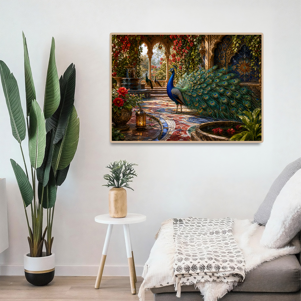 Secret Peacock Mosaic Court Landscape Puzzle - puzzle product view