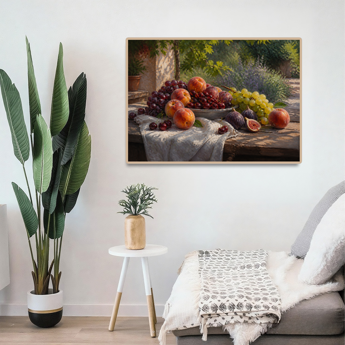 Quiet Summer Fruit Table Oil Impasto Landscape Puzzle - puzzle product view