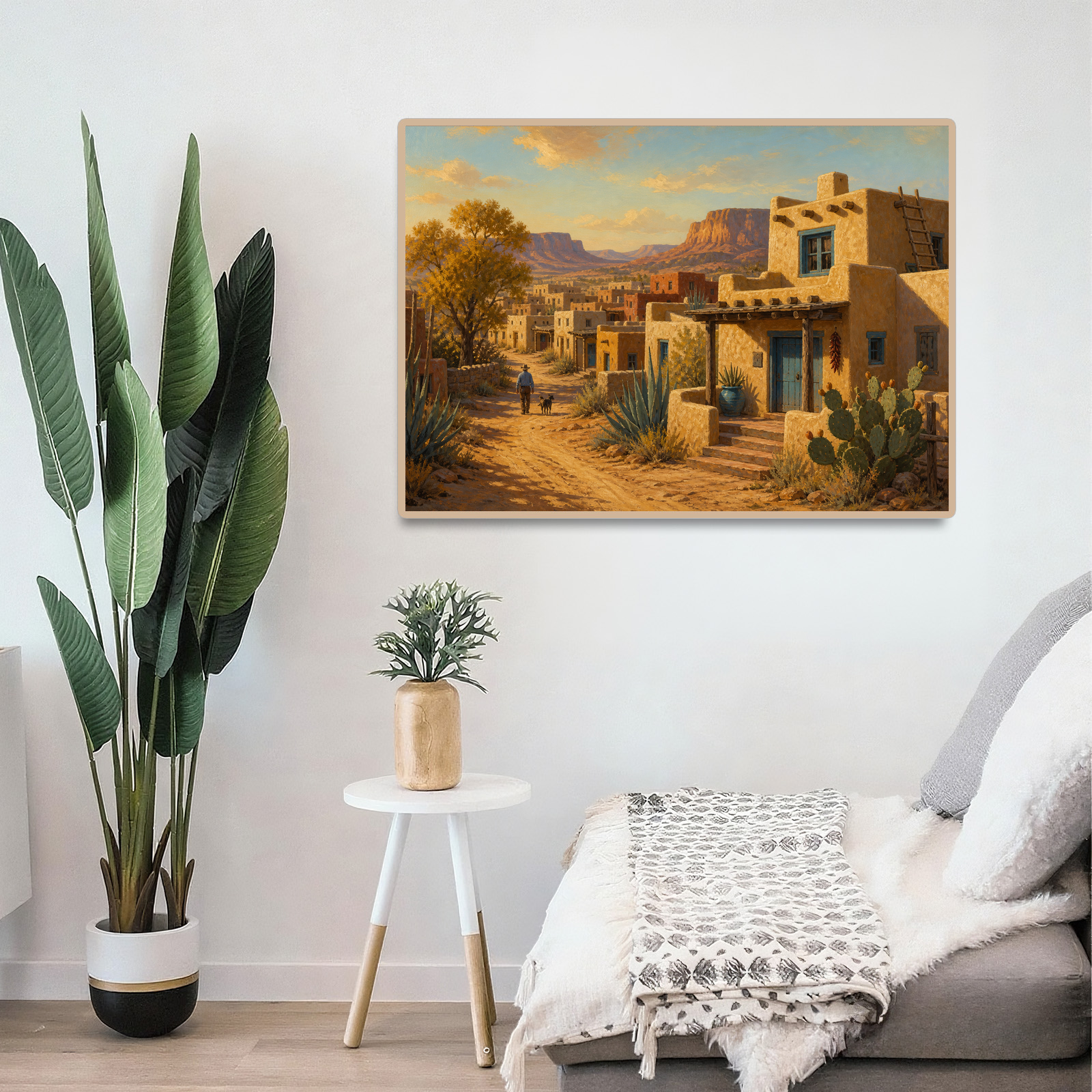 Golden-Hour Desert Adobe Town Landscape Puzzle - puzzle product view