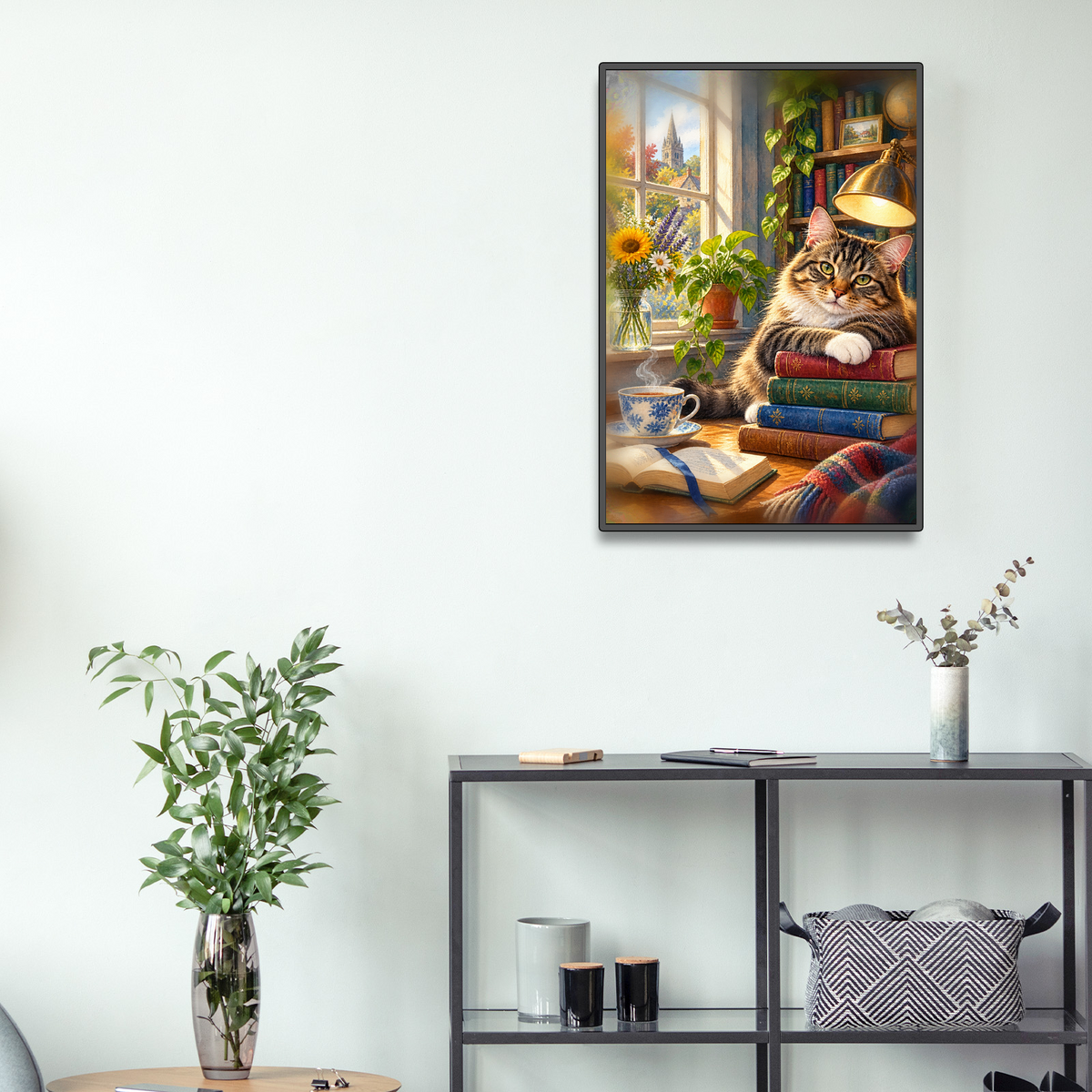 Vibrant Library Cat Portrait Puzzle - puzzle product view