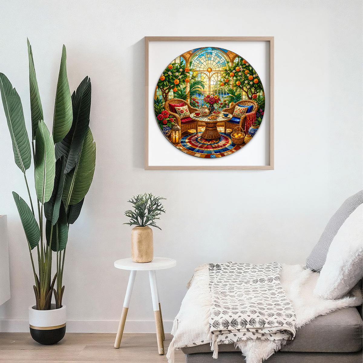 Golden Sunroom Tea Corner Round Puzzle - puzzle product view
