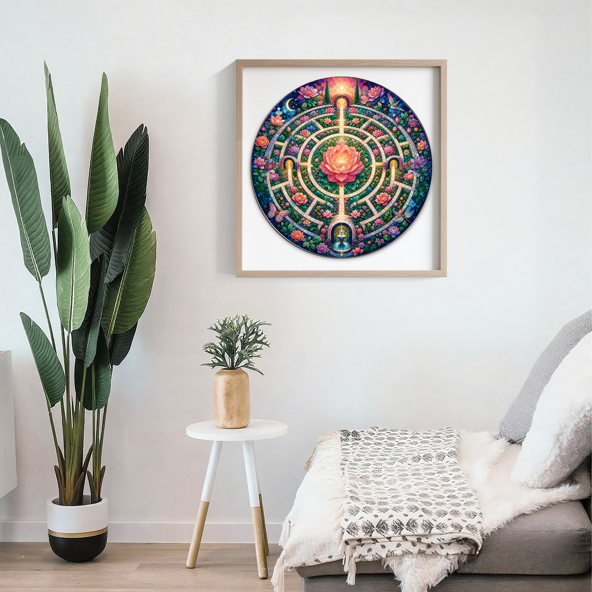 Radiant Floral Labyrinth Round Puzzle - puzzle product view